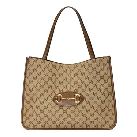 gucci horsebit bag fashionphile|GUCCI Monogram Horsebit 1955 Tote Bag Beige Brown Sugar.